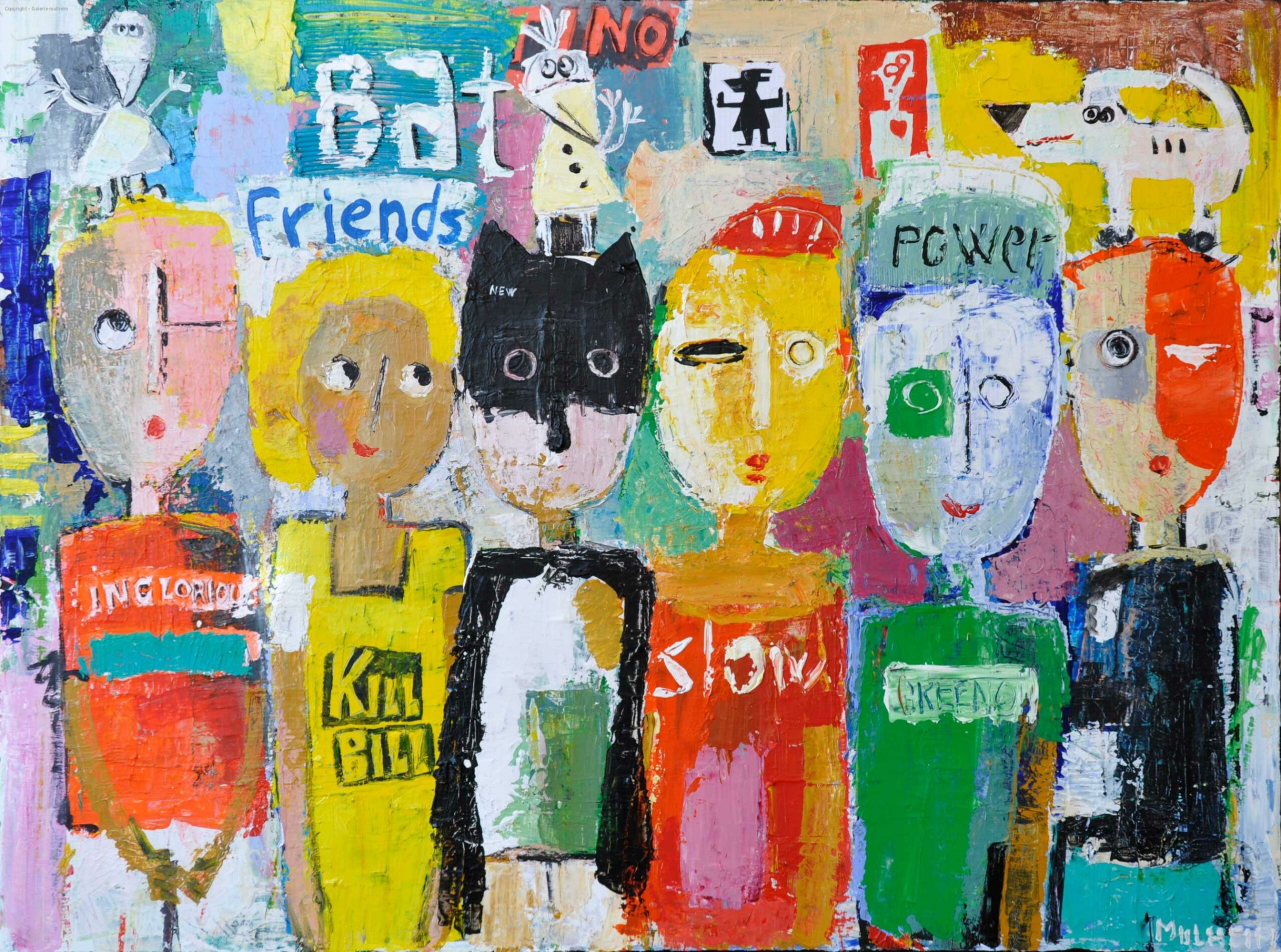 Bat friends - Peinture sur toile - Format 60F ( 97 cm x 130 cm )