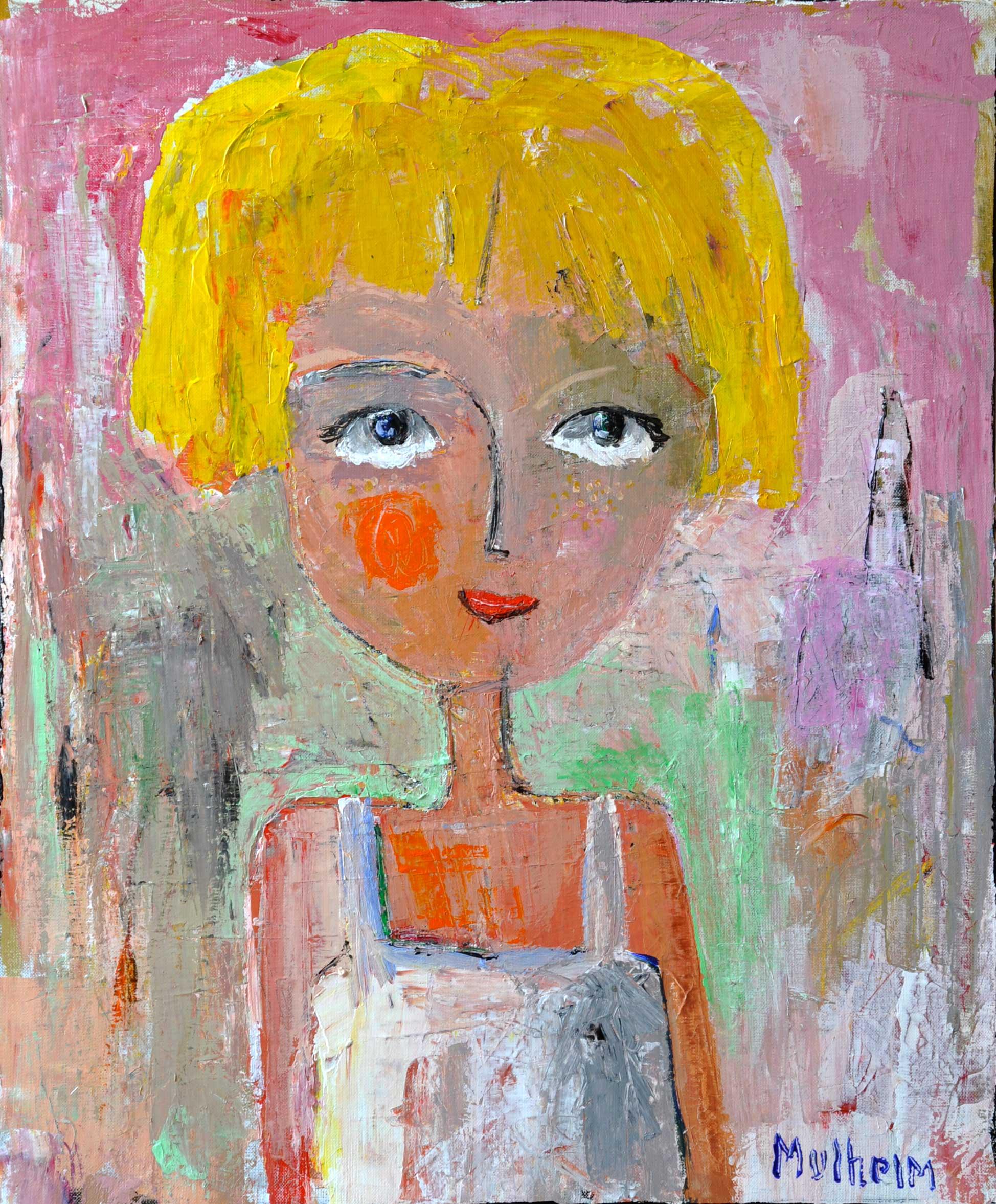 Clarisse - Portrait sur toile - Format 15F ( 65 cm x 54 cm )