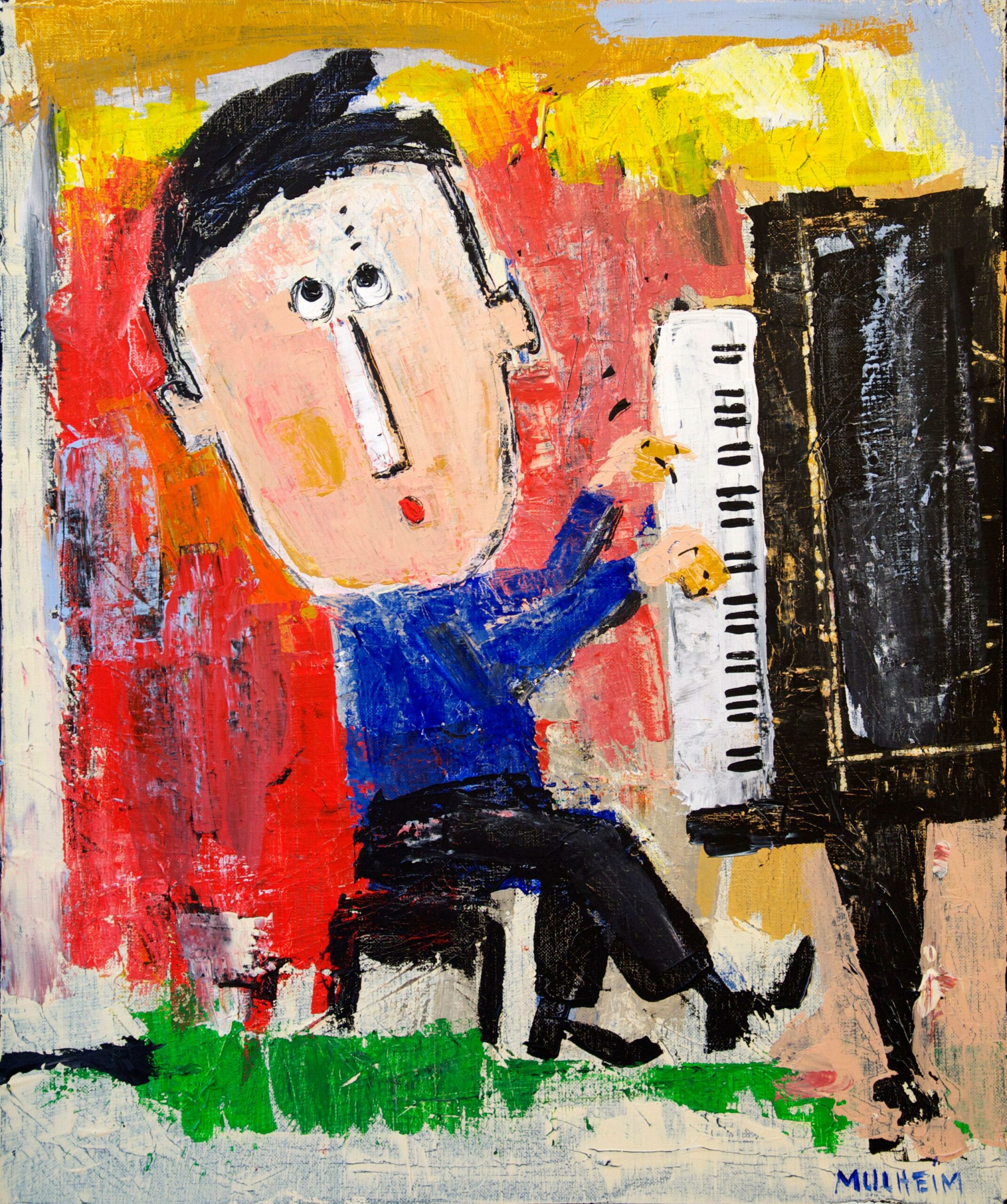 Sebastien le pianiste - Portrait sur toile - Format 15F ( 65 cm x 54 cm )