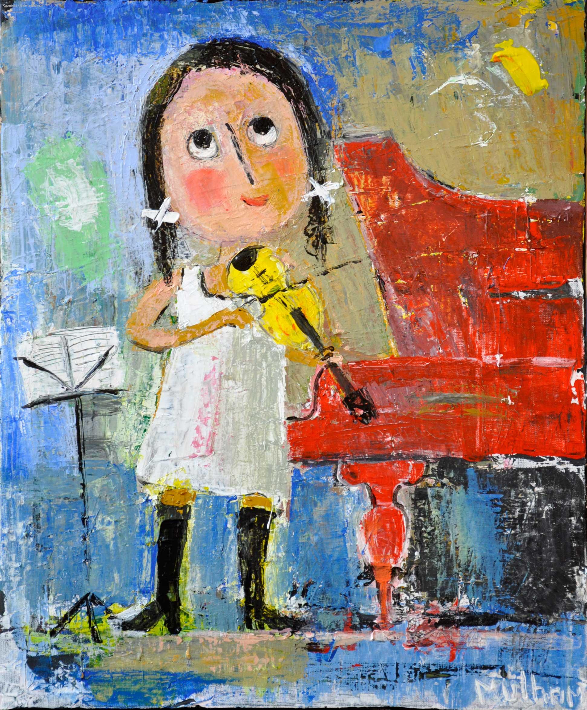 Xana la violoniste - Portrait sur toile - Format 15F ( 65 cm x 54 cm )