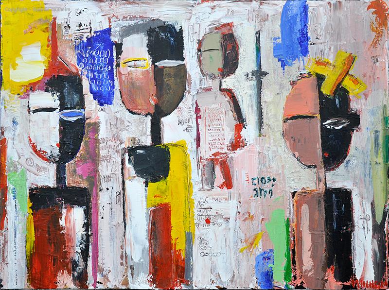 Four friends - Peinture sur toile - Format 60F ( 97 cm x 130 cm )