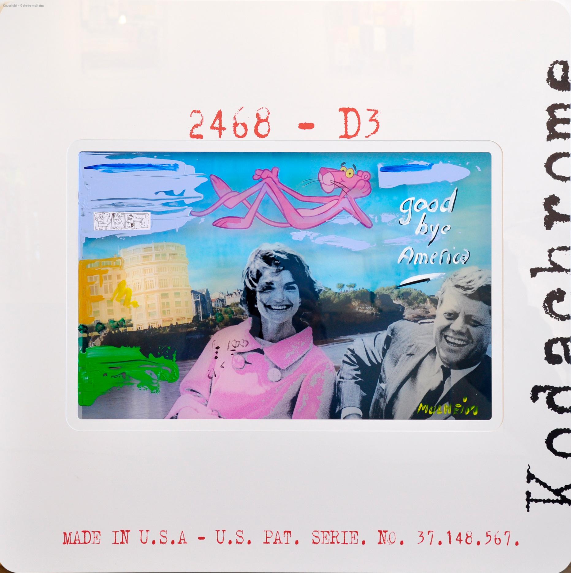 Biarrositive " Good bye America " - Technique mixte sur plexiglass - Format 75 cm x 75 cm