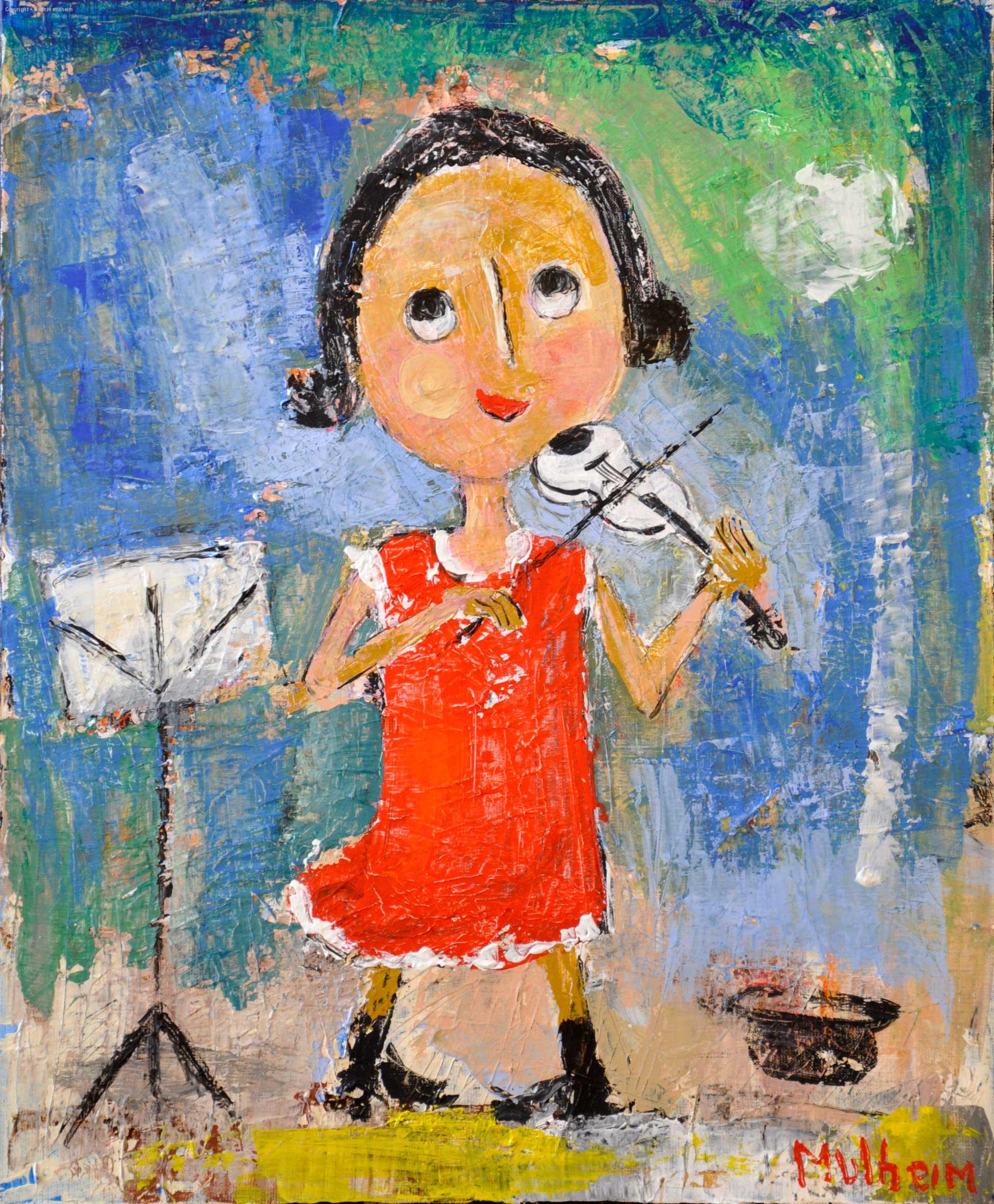 La violoniste - Portrait sur toile - Format 15F ( 65 cm x 54 cm )