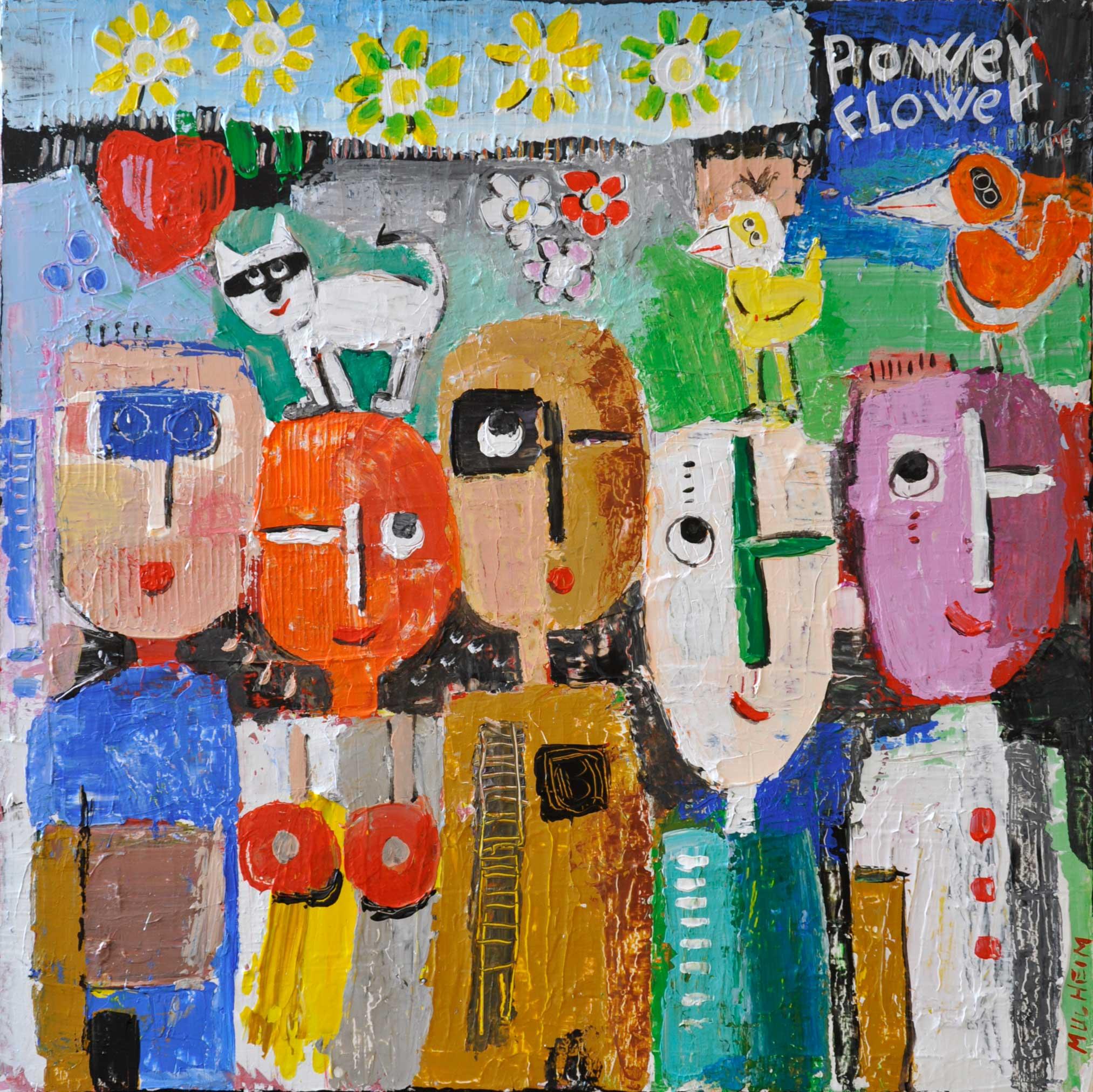 Power flower - Peinture sur toile - Format 80 cm x 80 cm