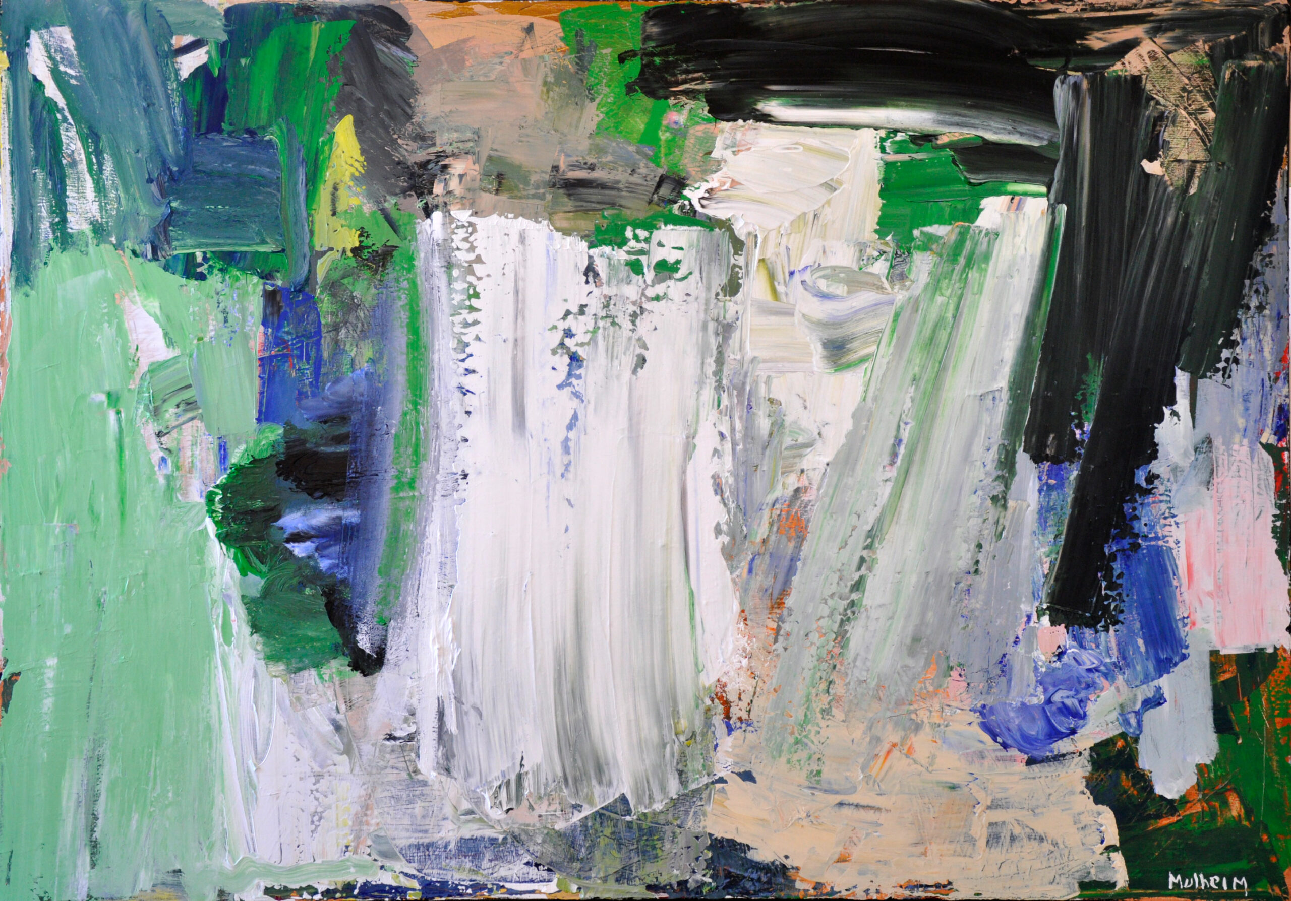 Green falling - Œuvre sur toile - Format 100P ( 115 cm x 162 cm )