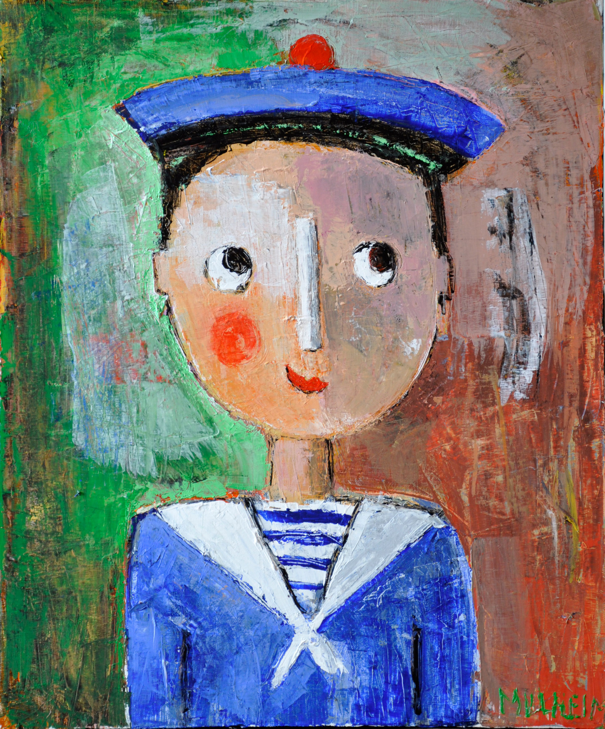 Eneko le marin - Portrait sur toile - Format 15F ( 65 cm x 54 cm )