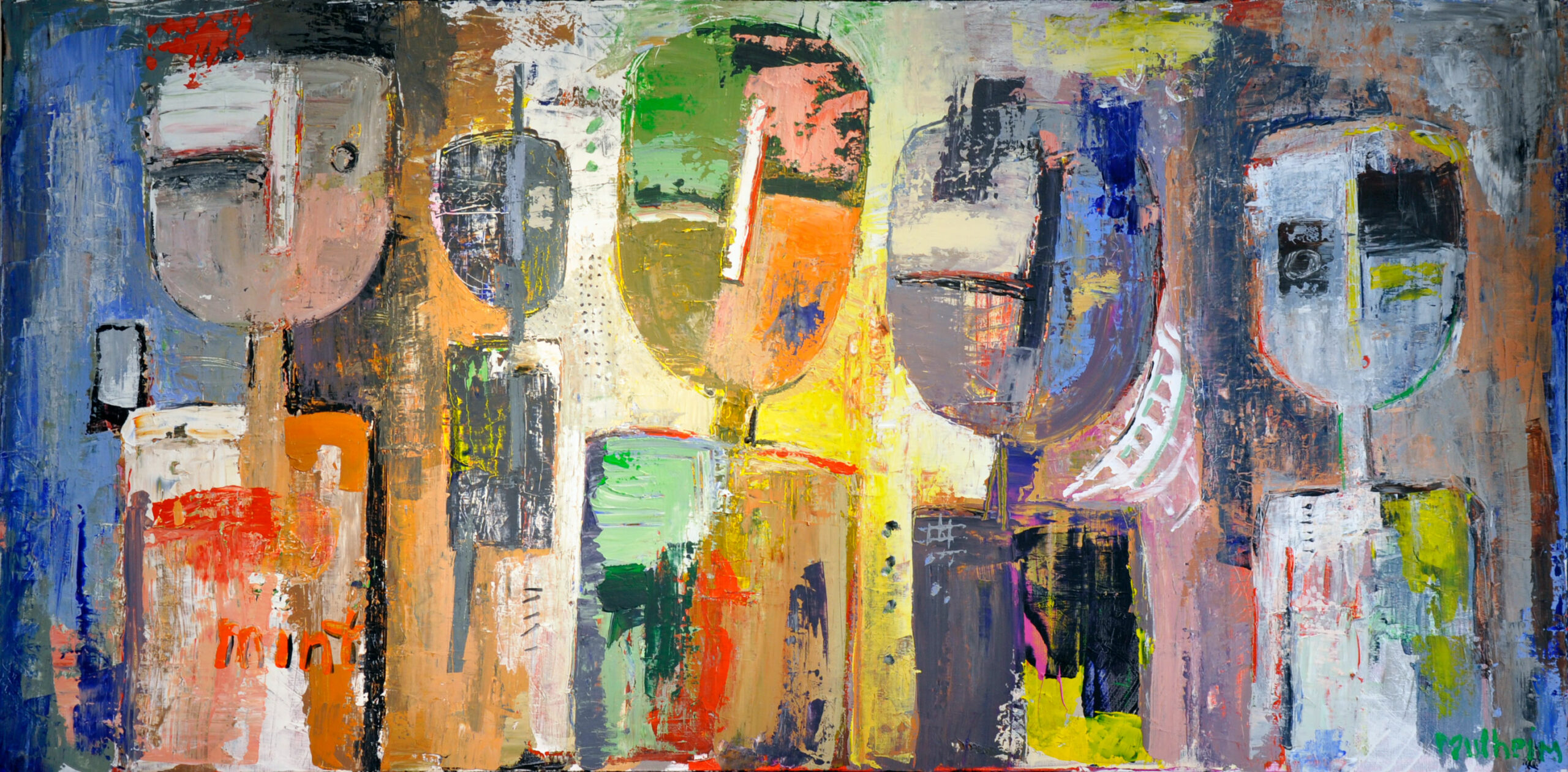" Mint Family " - Œuvre sur toile - Format 120M ( 97 cm x 195 cm )
