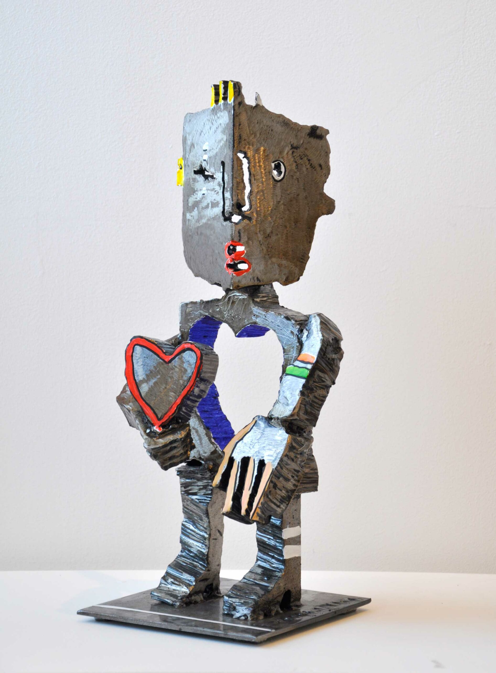 Blue love- Sculpture en acier peint - Hauteur 40 cm