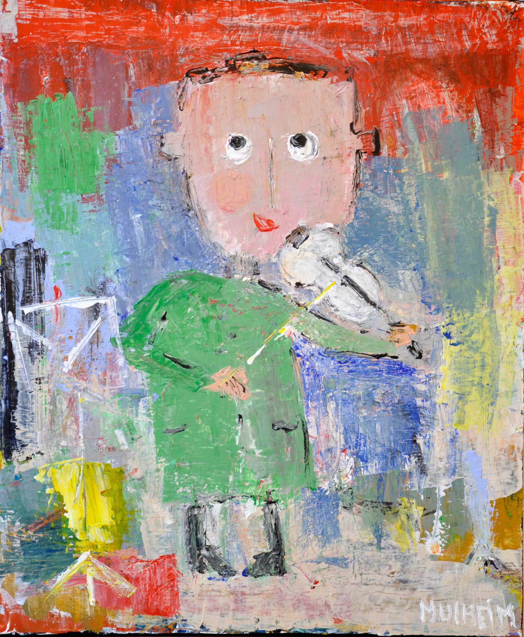 " Mattin le violoniste" - Portrait sur toile - Format 15F ( 65 cm x 54 cm )