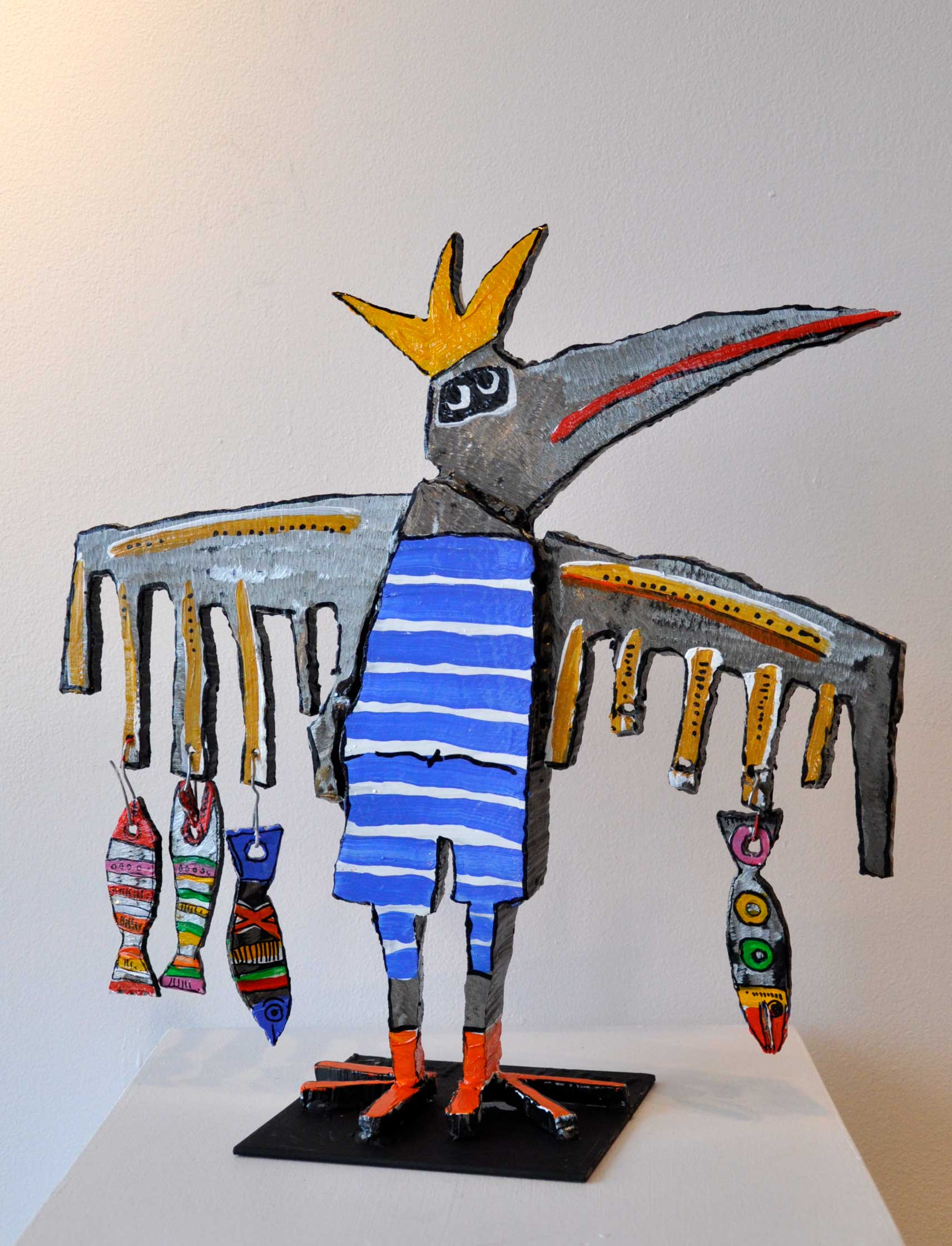 "Peio l'oiseau "- Sculpture en acier - Hauteur 43 cm x largeur 41 cm - VERSO