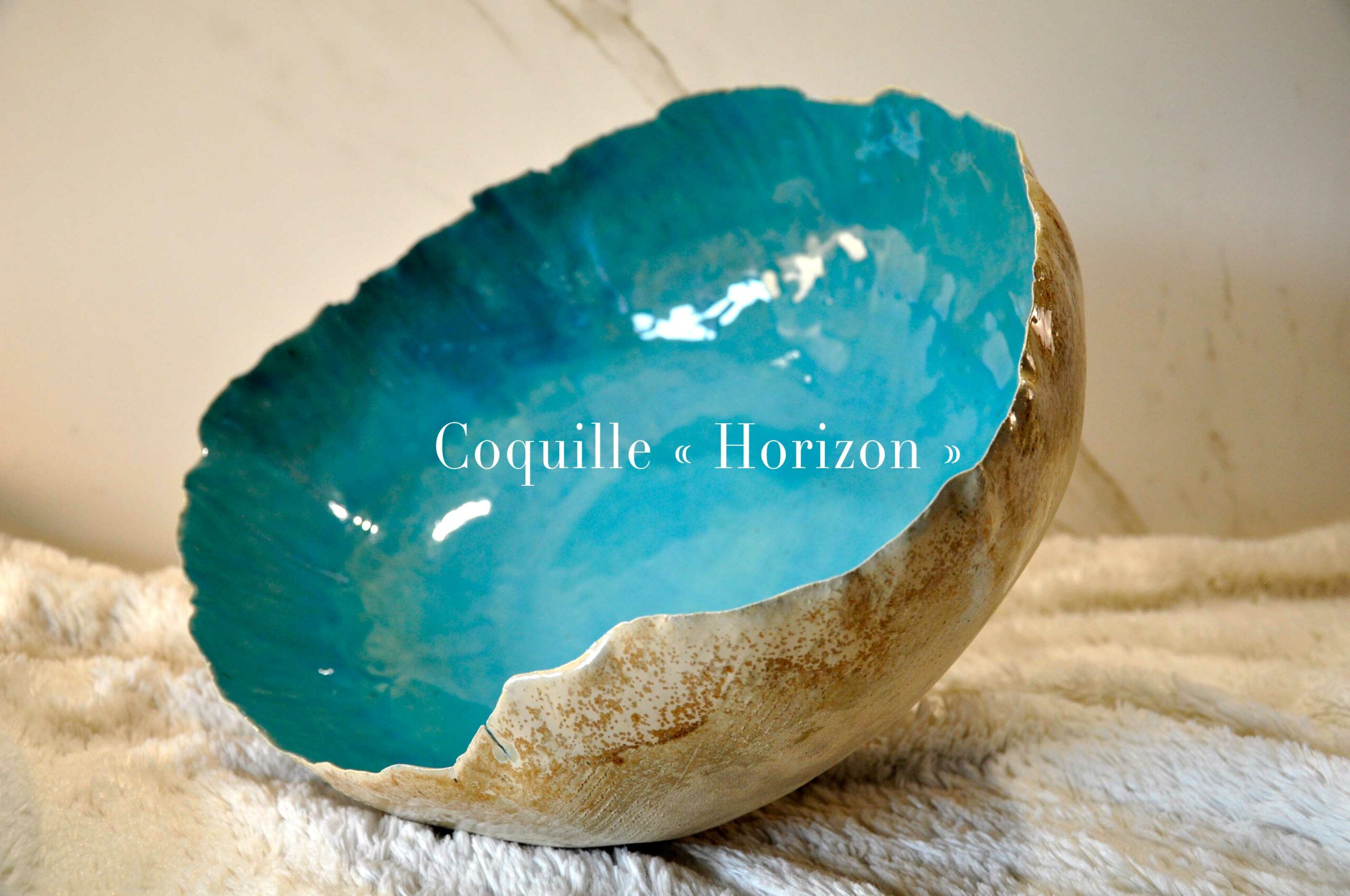 Grande Coquille " Horizon " - L 39,50 cm x P 35 cm x H 15 cm - Pièce unique en céramique