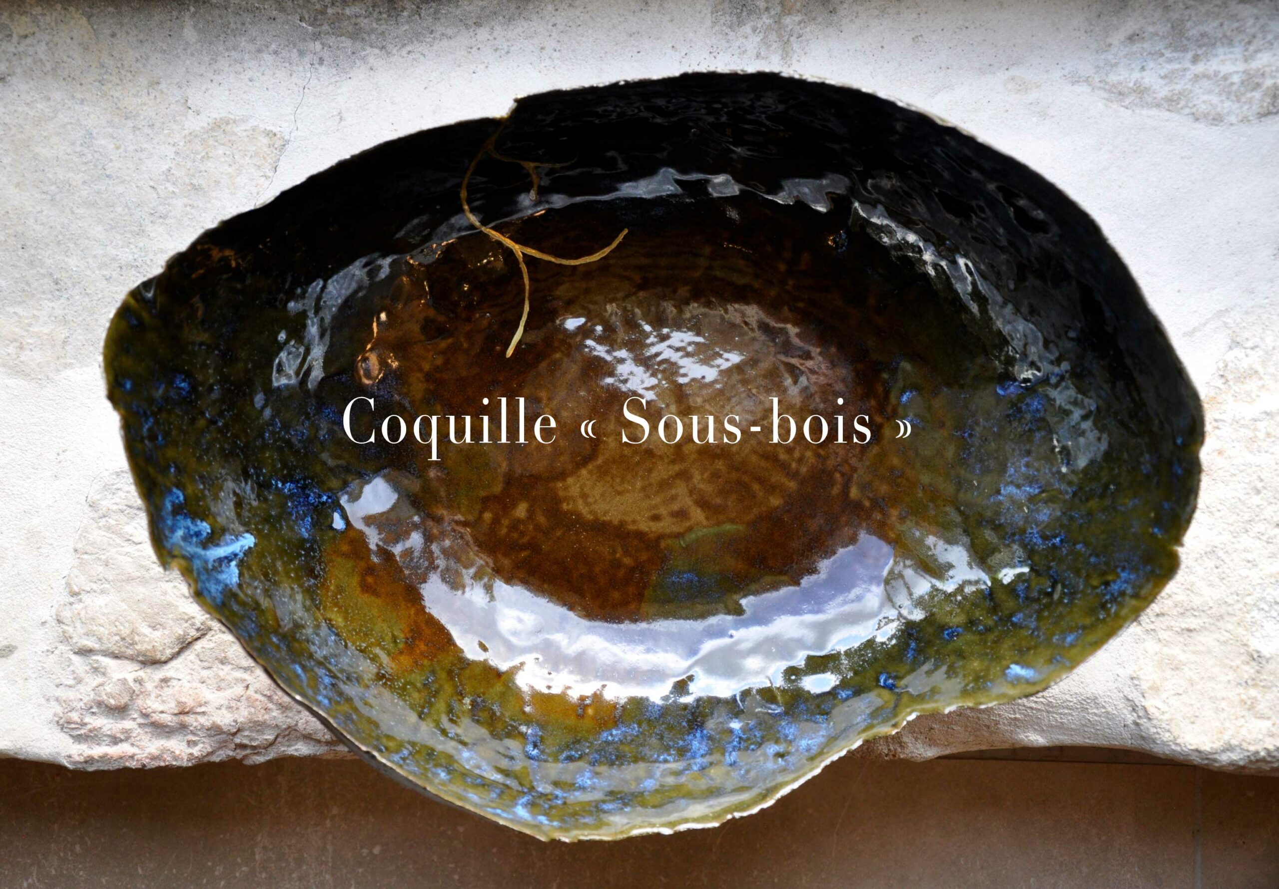 Grande Coquille " Sous-bois " - L 42 cm x P 31 cm x H 17 cm - Pièce unique en céramique