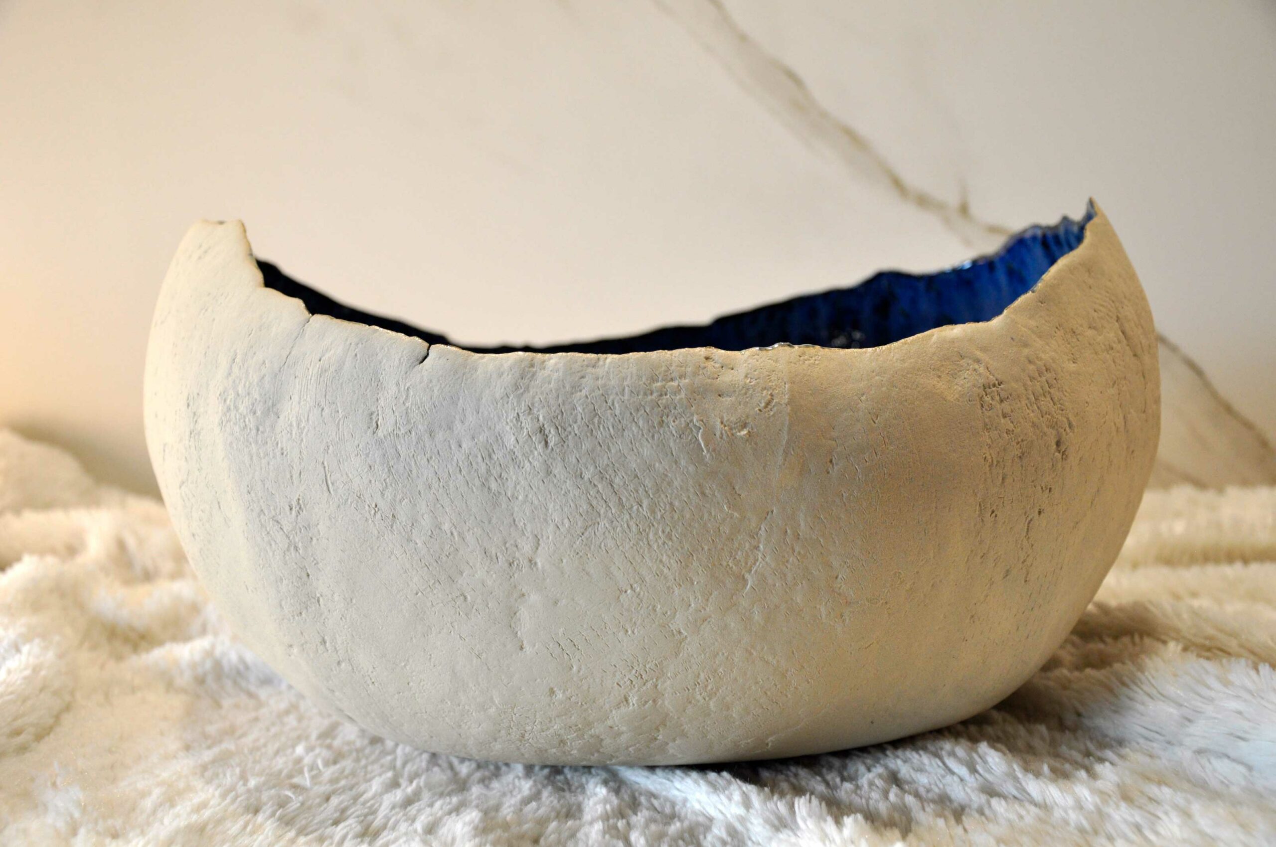 Grande Coquille " Lagune " - L 38,50 cm x P 34 cm x H 19,50 cm - Pièce unique en céramique