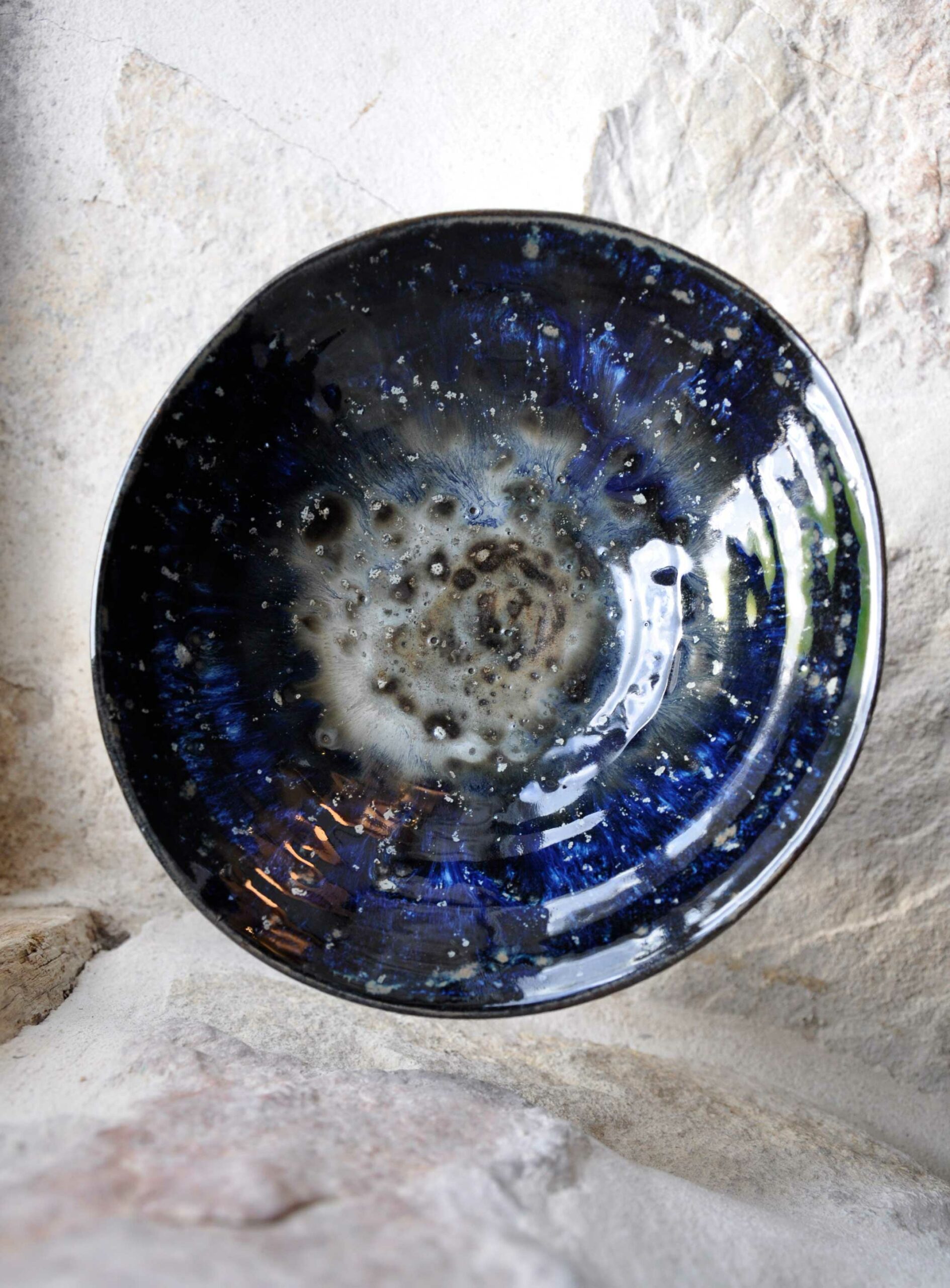 Coupe sur pied " Céleste " - H 18 cm x L 19 cm x P 18 cm - Pièce unique en céramique