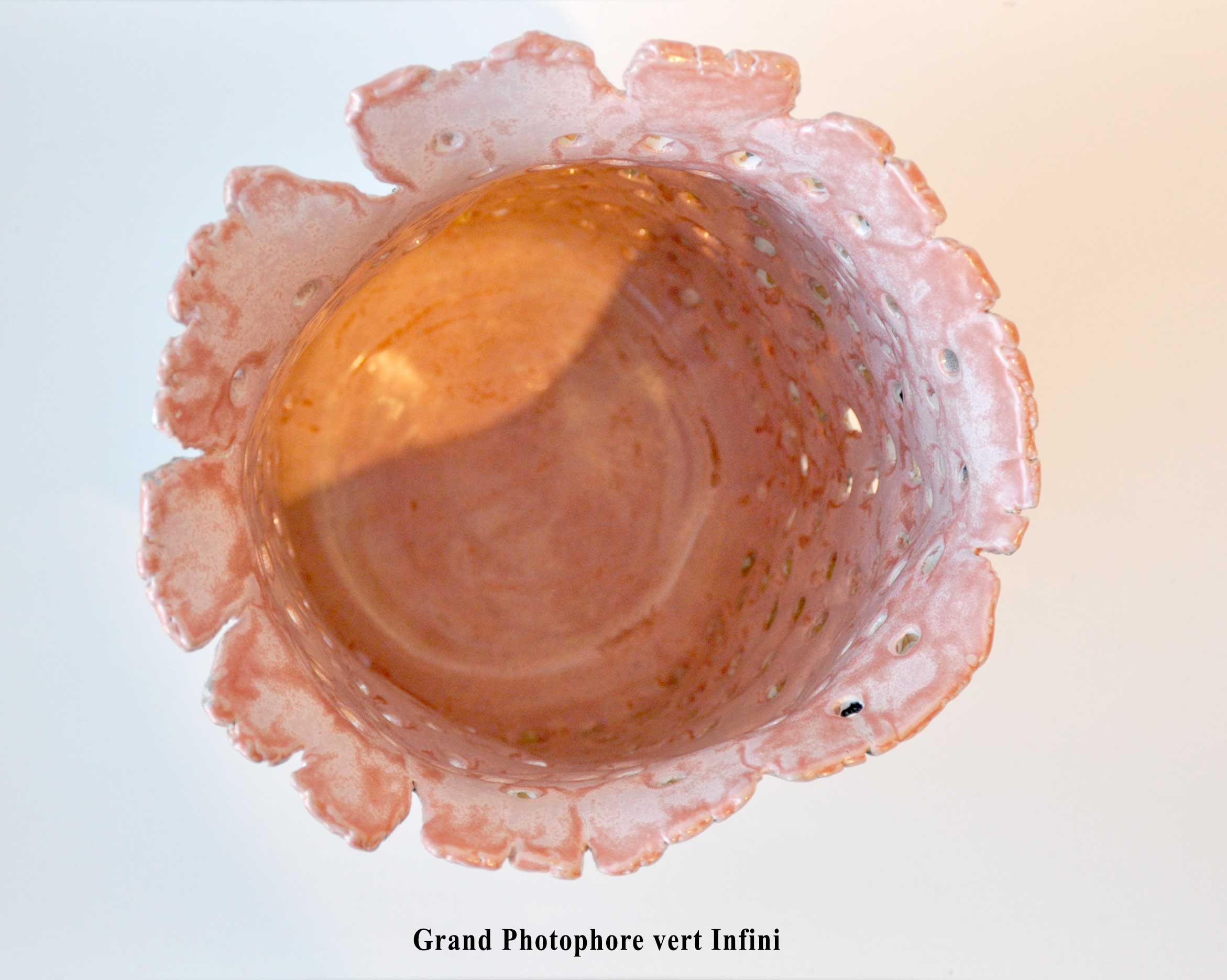 Grand Photophore ou Lampe vert Infini - Pièce unique en céramique - Hauteur 33,50 cm x diamètre 22,50 cm