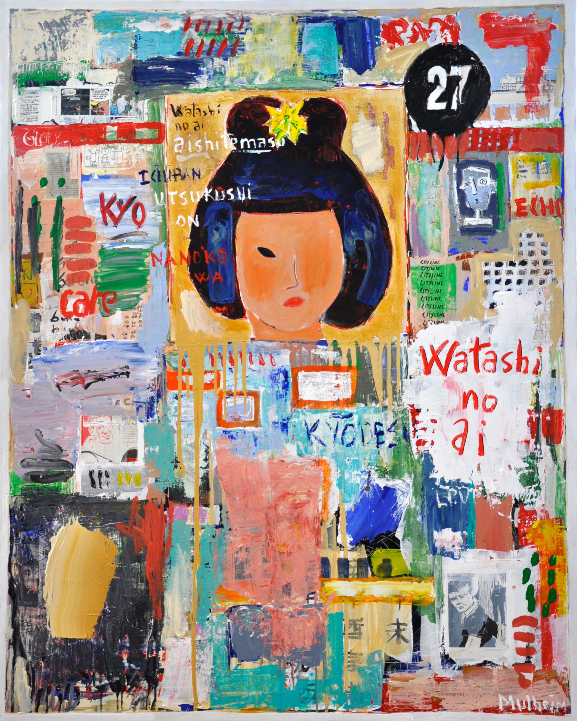 " Watashi No Ai " - Œuvre sur toile- Format 100F ( 162 cm x 130 cm )