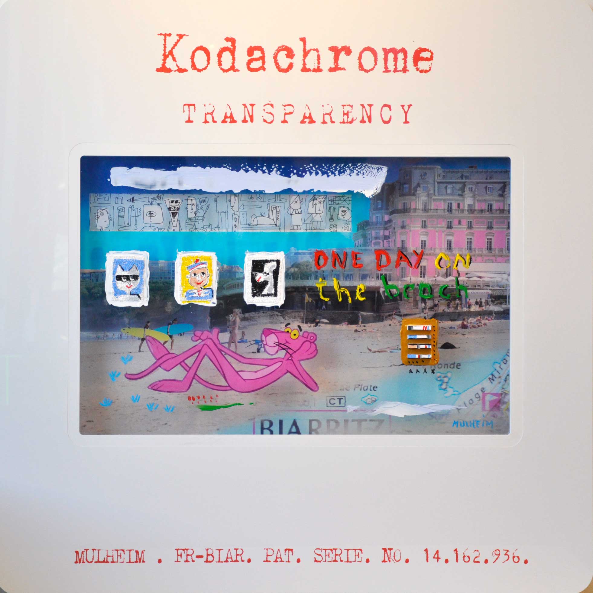 Biarrositive "One day on the beach " - Technique mixte sur plexiglass - Format 75 cm x 75 cm
