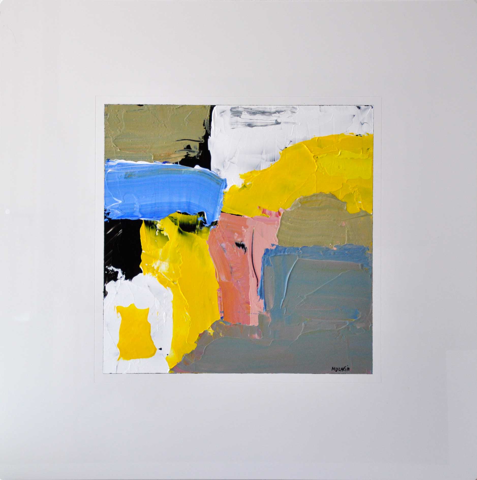 " The yellow bow " - Peinture sur plexliglass - Format 50 cm x 50 cm