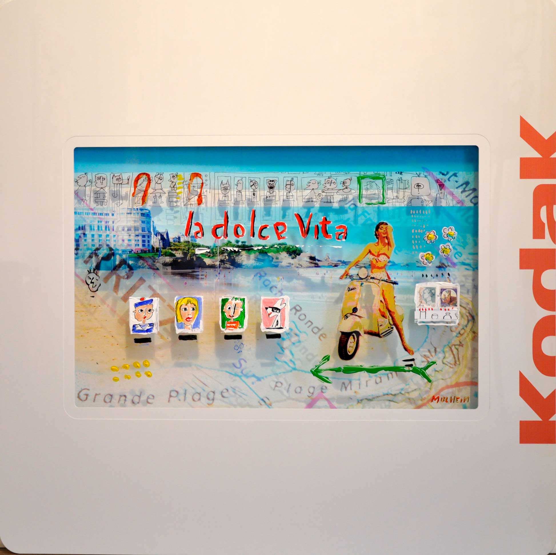 Biarrositive "la Dolce Vita " - Technique mixte sur plexiglass - Format 75 cm x 75 cm