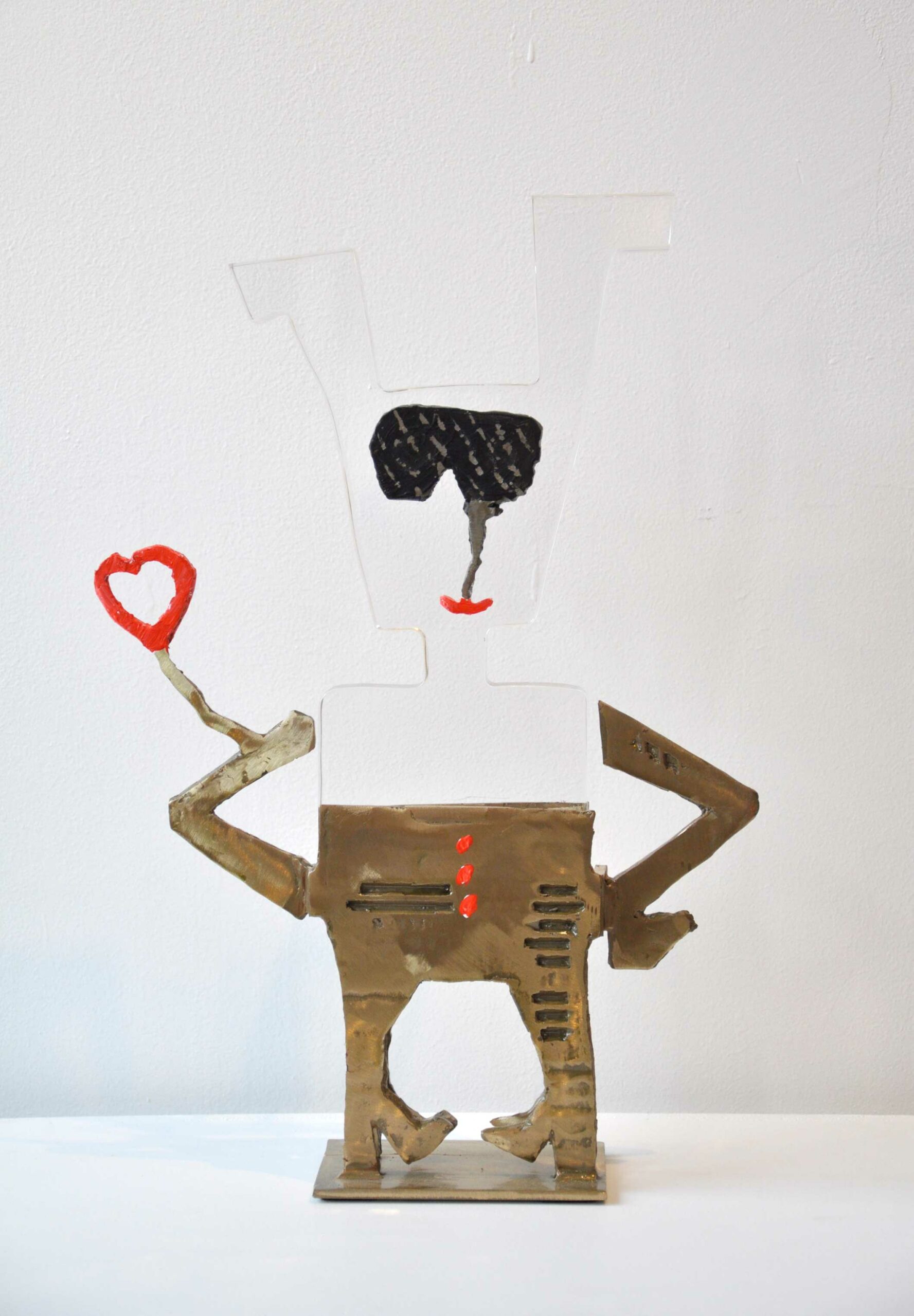 " Sunset Lover " - Sculpture en bronze peint + plexi - Pièce unique - Hauteur 43,50 cm